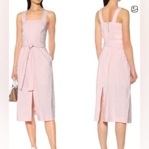 Vince Linen-Blend Square Neck Midi Dress